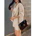 Solid 3 4 Sleeve Lapel Elastic Waist Two Pieces Suit