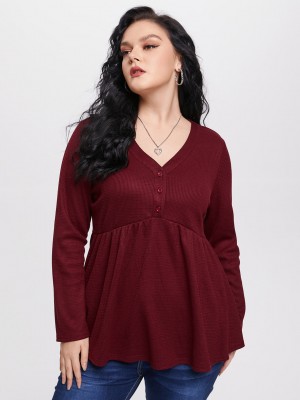 YOINS BASICS Plus Size V  neck Button Design Knitwear