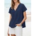 Solid Tassel Knotted V Neck Casual Blouse