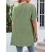 Solid Split Roll Sleeve High  Low Hem Casual Blouse