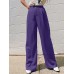 Solid Pocket Straight Leg Pants For Women