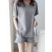 Leisure Solid Pocket V Neck Short Sleeve Suit