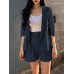 Solid 3 4 Sleeve Lapel Elastic Waist Two Pieces Suit