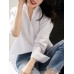 Solid V Neck Long Sleeve Casual Blouse