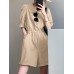 Solid Button Pocket Elastic Waist Lapel Short Sleeve Casual Romper