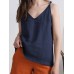 Solid Bowknot Shoulder Strap Cami For Women